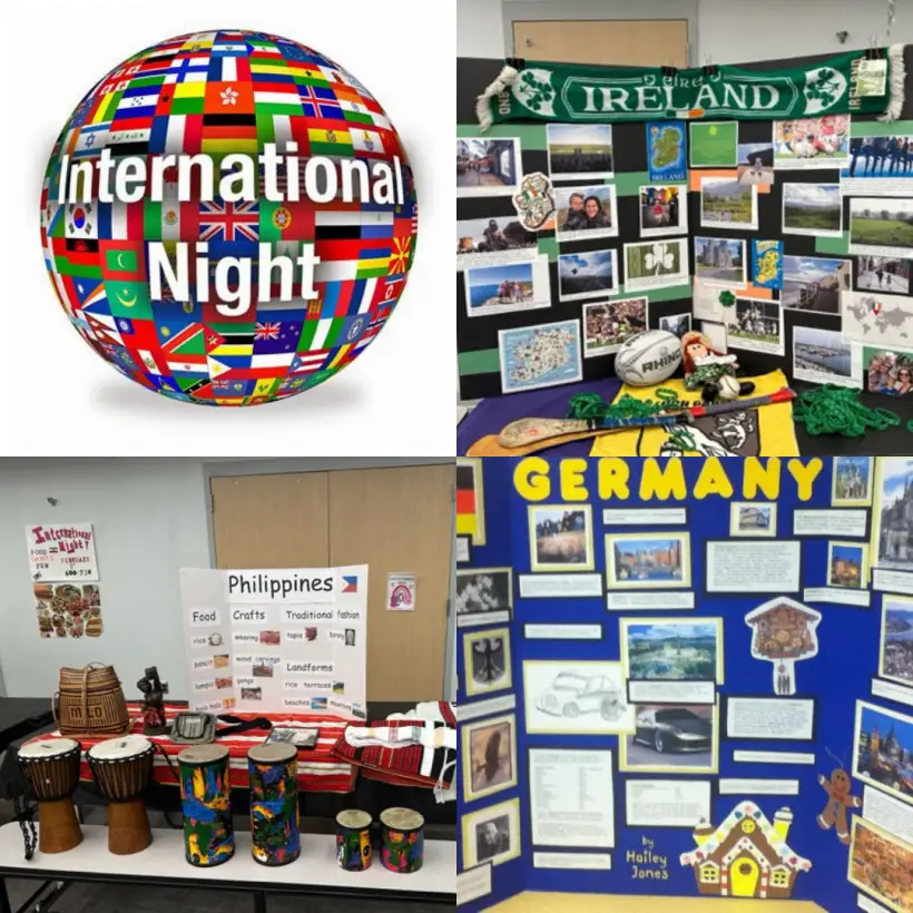 Display boards for Germany and Ireland at International Night